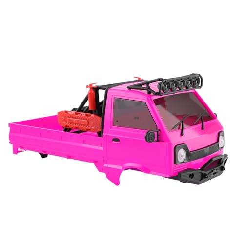 KT24 1/24 Kei Truck Hard Body Shell Kit for 133mm Wheelbase SCX24,MG | Plug-and-Play Lighting, For SCX24 C10/Bronco/Wrangler/Base Camp/4Runner - color: Rose Red