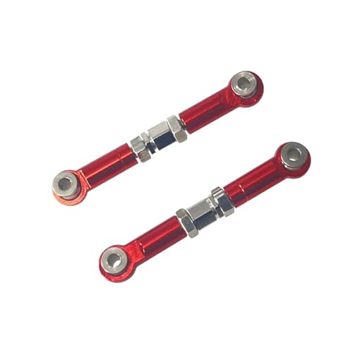Aluminum Adjustable Steering Tie Rods Turnbuckles Linkages for MJX for HG 16208 14210 16101 1/14 1/16 RC Buggy Upgrade Parts (Red) - color: Red