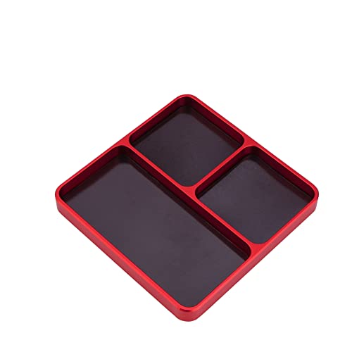 MOUDOAUER CNC Aluminium Magnetic Screw Tray Nut Gasket Storage Tool for RC Car Boat Model Spare Part Accessory - color: Red