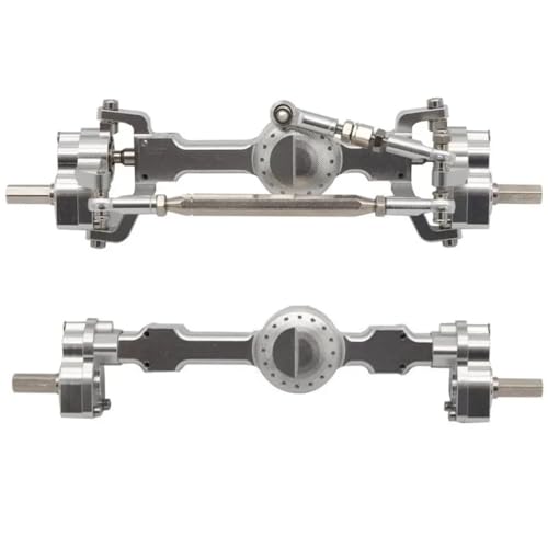 CNC Metal Front and Rear Portal Axle Assembly with Steel Gears for MN99S D90 D91 MN98 MN45 FJ45 1/12 RC Crawler Car Upgrades Parts (Silver 1 Set) - color: Silver 1 Set