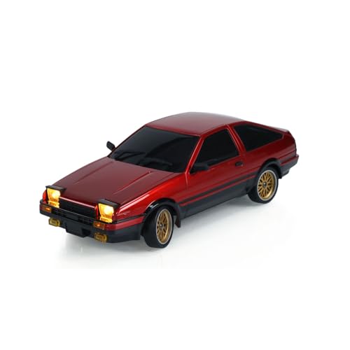 US in Stock, 1/18 RC Drift Racing Car 86 Rwd LDRC LD1801 Wireless Control Vehicle Gyroscope Light System Motor Servo ESC Hobby Grade Model for Birthday Gift(Vintage Red with Gyro)