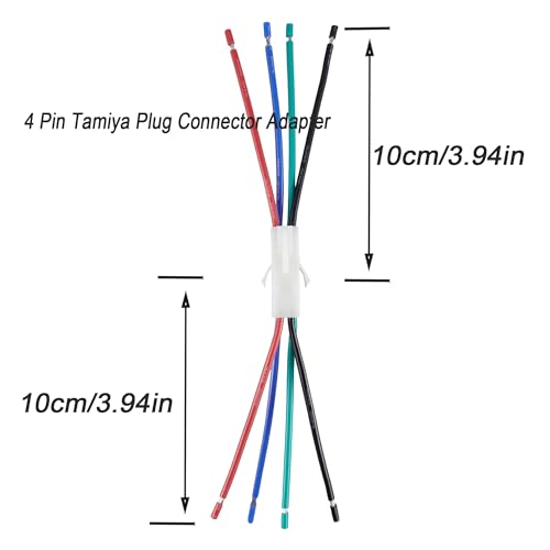 4 Pin Tamiya Plug Connector Adapter Cable Compatible Tamiya Battery Male Female Connectors 4 Pairs Female Connector Adapter with 14AWG 10cm Wire for RC Car Li-ion Battery Charging (4P) - size: 4 pin Tamiya Connector