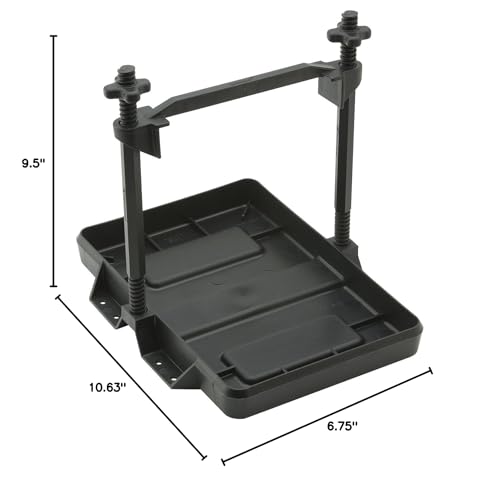 Attwood 9097-5 Heavy-Duty Adjustable Battery Tray, Black – All-Plastic, Rust-Proof, Fits Group 24 Batteries