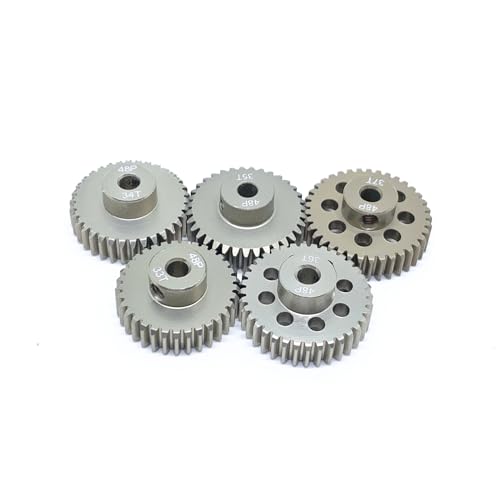 KingVal Replacement 5PCS 48DP 3.175mm 33T 34T 35T 36T 37T Aluminium Pinion Motor Gear Compatible with 1/10 RC Car Brushed Brushless Motor - size: 33-37T