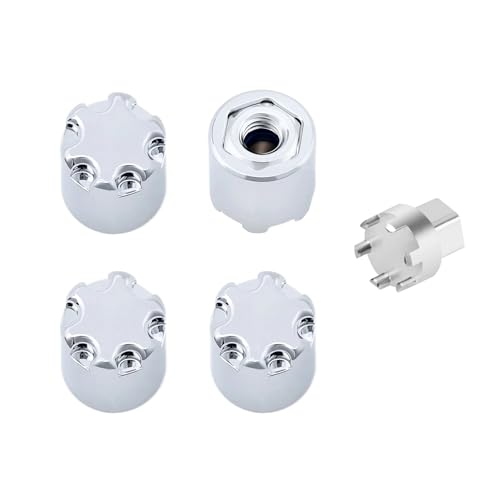4PCS Aluminum M2.5 Wheels Center Caps Lock Nuts for Redcat Ascent-18 Traxxas TRX4M HPI Venture18 1/18 RC Crawler Upgrade,Chrome