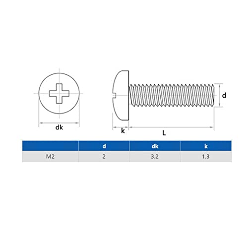 cSeao 480pcs M2 x 6mm / 8mm/ 10mm/ 12mm/ 16mm/ 20mm, Phillips Pan Head Machine Screws Metric Screws Bolts Washers Nuts Kit, 304 Stainless Steel - size: M2
