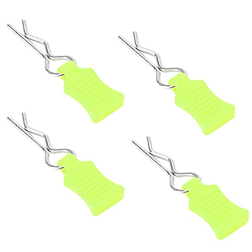 4pcs Universal RC Car Body Clips with Pull Tabs Pins for 1/8 1/10 /12 RC Car Shell Replacement Parts (Yellow Green) - color: Yellow Green