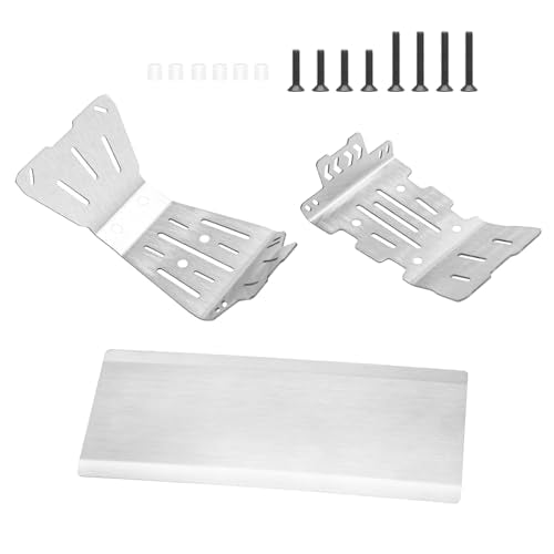 RC Car Skid Plate Set, daitoku Stainless Steel Chassis Armor RC Chassis Front & Rear Protector for Arrma 1/10 Gorgon 2WD
