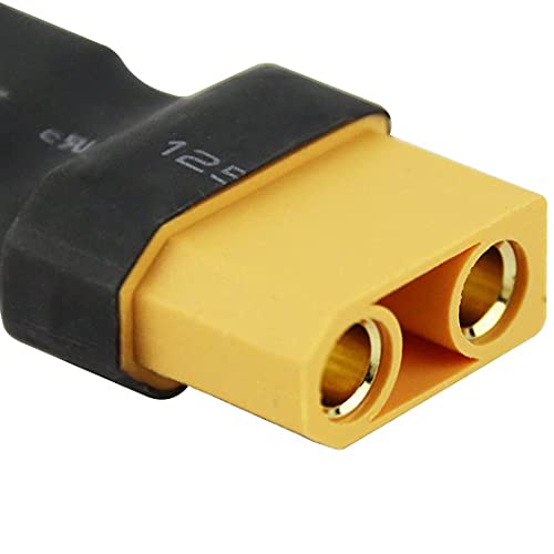 3 pcs No Wires XT90 Connector Female to XT60 Connector Male XT-90 XT-60 Wireless Conversion Adapter for RC Hobby Model FPV Drone Car Lipo NiMH Battery, Black