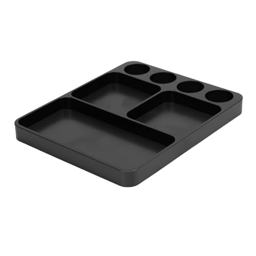 Metal RC Screw Tray, Aluminum Alloy Magnetic Screw Holder Plate for Secure Hold and Organized Parts Management in RC Model Repair, with Magnetic Pad Organizer for 1/10 Car Boat (Black)