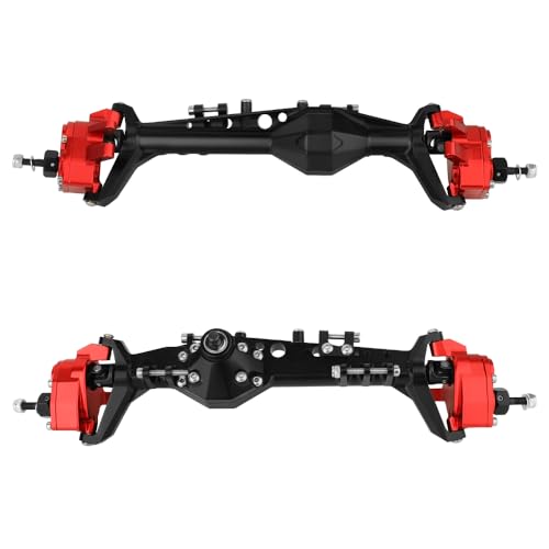 Full CNC Machined F9 Offset Portal Front Rear Axle with Adjustable Link Mount for 1/10 RC Crawler Capra Gmade R1 Rock Buggy LCG Cheater Rigs 1.9 UTB Shafty (red) - color: Red
