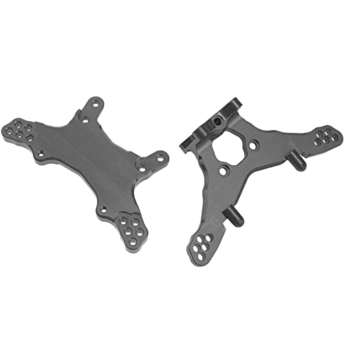 Metal Front & Rear Shock Tower RC Shocks Damper Mount Set Compatible with Losi 1/18 Mini-T 2.0 2WD Stadium RC Truck Hop-Up Parts (Black) - color: Black