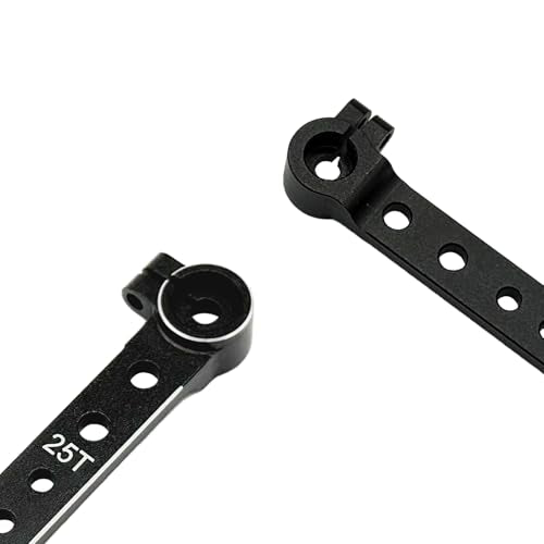 2Pcs 7075 Aluminum 25T Servo Arm Horn Long Steering Servo Arms RC Futaba Plane Helicopter Model Car(Black)