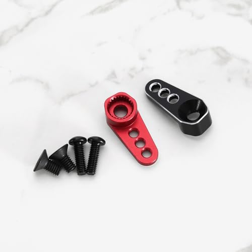 SING F LTD 2pcs 25T Servo Arm Horn Aluminum Alloy Material Compatible with TRX4M 1/18 RC Crawler Car, Red and Black
