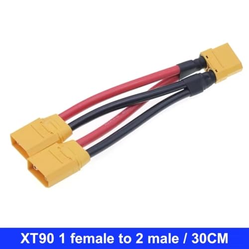Rc Upgrades Parts For Motor For XT90 ParallelConnector Male/Female Cable Dual Extension Y Splitter 3-Way 10AWG Silicone Wire(XT90 1F to 2M 30CM) - size: XT90 1F to 2M 30CM