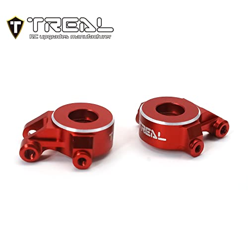 Treal Aluminum 7075 Front Steering Knuckles Set (2P) L&R CNC Machined Upgrades Compatible with 1/18 TRX4M (Red) - color: Red