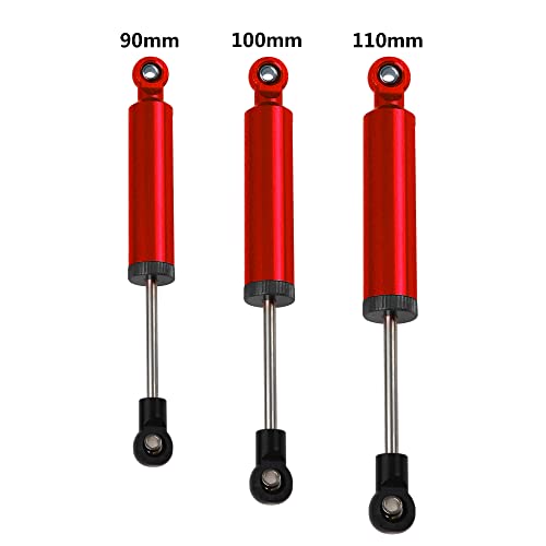 4Pcs RC Car Shocks Shock Absorber Internal Spring Shocks Damper Upgrade Parts Compatible with Axial SCX10 Traxxas TRX4 Redcat Tamiya 1/10 RC Crawler (Hole Distance:90mm, Red) - color: Red, size: Hole Distance:90mm