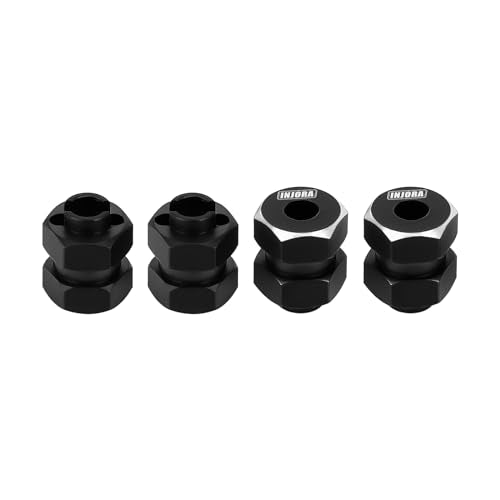INJORA Black Brass Wheel Hexadecimal Hub + 5 mm Extender for 1/24 SCX24