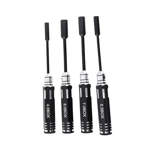 JTLB 4pcs Hex Socket Nut Driver Set Hex Wrench Set Key 4.0MM 5.5MM 7.0MM 8. with Aluminum Alloy Handle for RC Cars Model Airplanes