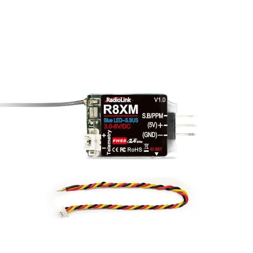 2.4GHz RC Receiver 4-12CH SBUS PPM PWM, DSSS FHSS Anti-Interference RSSI Telemetry Gyro Waterproof, Fits AT10II T8FB RC6GS for FPV Drone RC Car (R8XM) - style: R8XM