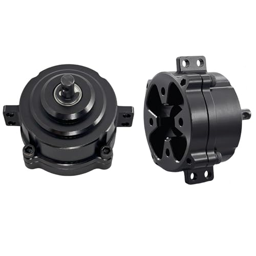 Front Planetary Gearbox Transfer Case Skid Plate Set with Short Drive Shaft for 1/10 RC Crawler SCX10 II Chassis (Black)
