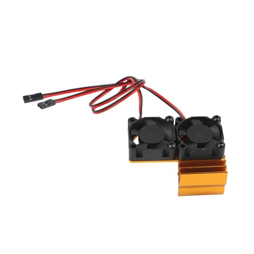 Aluminum RC Motor Heat Sink with Dual 30mm Cooling Fans 1: 10 Cars Compatible Having 540 550 Brushed 3650 3660 Brushless Motors Red(Gold) - color: Gold