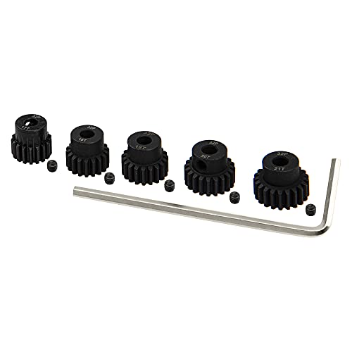 5Pack ShareGoo Steel 32P 5mm Pinion Gear Sets 17T 18T 19T 20T 21T fit 5mm Shaft Compatible with HPI Kyosho Losi Axial Traxxas Tamiya 1/8 1/10 RC Car Monster Truck Buggy