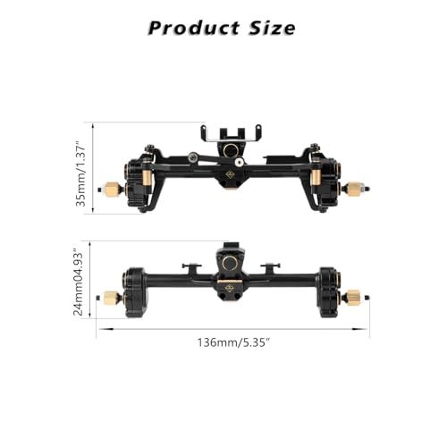 SCX24 Extended Portal Axles +10MM/Side, Front Rear High Clearance Axles for SCX24 Upgrades 1/24 RC Crawler, Extended Axial SCX 24 Axles Housing, More Tough, Durable and Steering Smooth