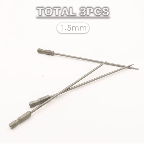 RC Hex Bit 6 Inch Power Bits 4mm for Screwgun/Power Drill(1.5MM X 3PCS) | High-speed Steel Precision Screwdriver Bits,Hex Head Allen Wrench Drill Bit Set,Magnetizable Tips,S2 alloy steel - size: 1.5MM X 3PCS