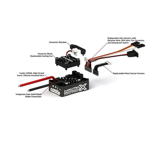 Castle Creations Mamba X, SENSORED, 25.2V WP ESC and 1406-2280KVCOMBO, Black