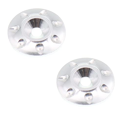 2PCS Metal Rear Wing Buttons Washer,Universal Rear Fixed Tail Protection Spacer/Gasket Compatible with 1/10 RC Off Road Short Truck Buggy Racing Car(Silver) - color: Silver