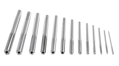 Accusize Industrial Tools 1/16-1/4'' 13 Pcs Hss 6542 Straight Flute, Chucking Reamer Set, 5500-Se00 | ANSI Standard, Straight Shank and Straight Flute, Right-Hand Cut, Fractional Sizes by 64ths, 5500-SE00