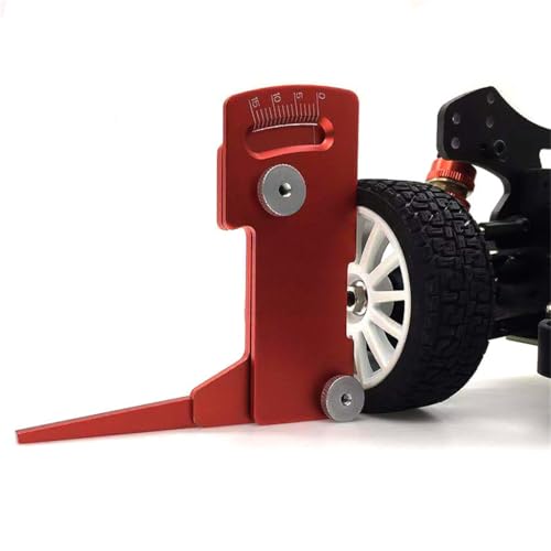 Aluminum Alloy 0-15 Degrees Adjustable RC Car Wheel Tire Camber Gauge Height Measuring Tool for 1/10 RC Car (Red) - color: Red