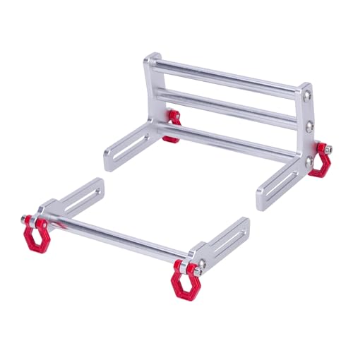 TRX4 Bumper, Adjustable 1/10 Bumper, Aluminum Front Rear Bumpers Bull Bars for 1/10 RC Crawler Axial SCX10 TRX4 LCG Chassis FJ40 Dodge Power Wagon Body (Silver)