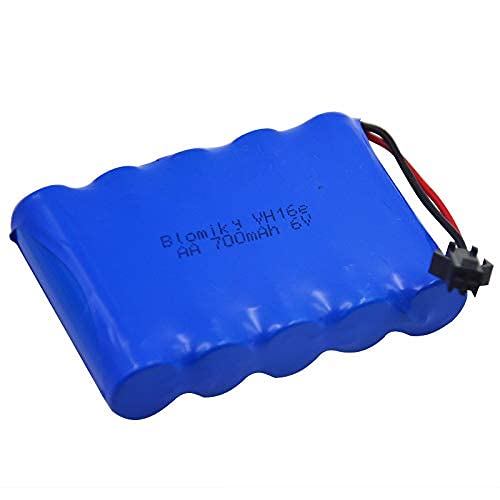 Blomiky 2 Pack 6.0V 700mAh Ni-CD AA Rechargeable Battery Pack SM2P Plug and 2 USB Cable Fit for Old Version 11.5Inch Amphibious Stunt RC Cars Vehicles / 6V 700mAH and USB 2