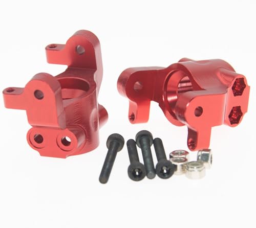 Upgrade Compatible with Axial 1/10 RBX10 Ryft 4WD Rc Crawler Car Steering Cup & Rock Bouncer Axle Mount & Steering Knuckles Aluminum Alloy Metal Accessory Parts(Red)