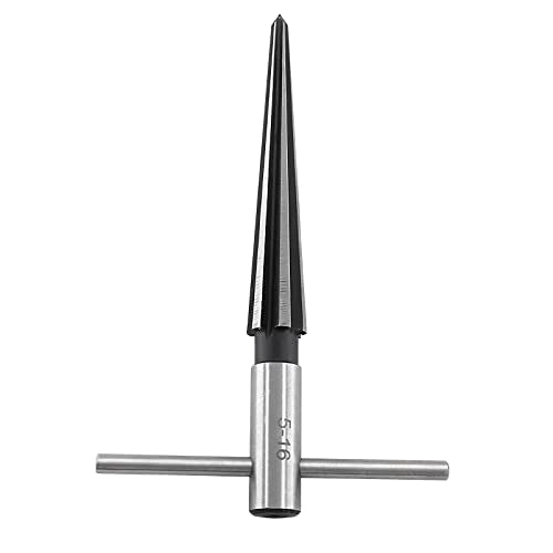 3/16"-5/8" (5-16mm) T Handle Tapered Reamer | 6 Fluted, Chamfer Reaming Tool, Guitar Bridge Pin Hole, Woodworker Luthier Tool - size: 3/16"-5/8"