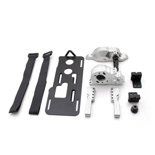 CNC Aluminum Front Transmission Gearbox & Front Servo Mount & Battery Tray for RC Crawler Car for Tra-xxas TRX4 TRX6(Silver) - color: Silver