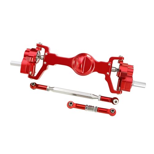 CNC Aluminum Front and Rear Portal Axle Assembly with Steel Gears for WPL C74 C14 C24 B14 B24 B16 B36 C64 1/10 1/16 RC Crawler Truck Upgrades Parts (Red Front) - color: Red Front