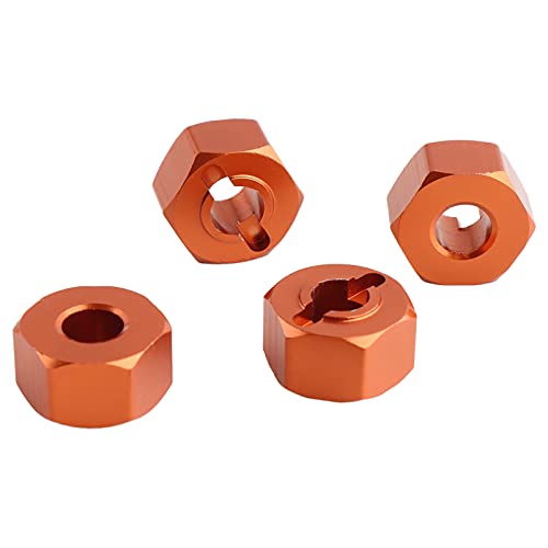 12mm Hex Wheel Hub Mount, Aluminum 7mm Thick with 2x10mm Stub Axle Pins for 1/10 Slash 4x4 & HQ 727 RC Cars Replacement Upgrade Parts (Orange)(Set of 4) - color: Orange