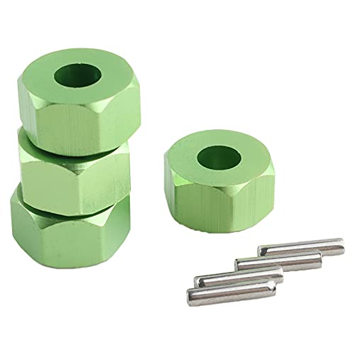 12mm Hex Wheel Hub Mount, Aluminum 7mm Thick with 2x10mm Stub Axle Pins for 1/10 Slash 4x4 & HQ 727 RC Cars Replacement Upgrade Parts (Green)(Set of 4) - color: Green