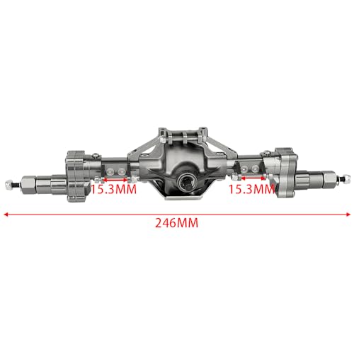 Aluminum Front & Rear Portal Axles for Axial SCX10 & SCX10 II 1/10 RC Crawler Car Axle Set Metal Upgrades Part (Titanium) - color: Titanium