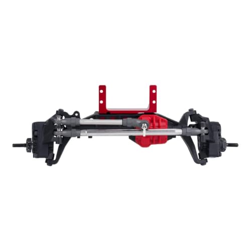 SCX10 III Servo on Axle Mount, AR45P Portal Axle 4-Link Suspension Servo Mount for 1/10 RC Crawler (Black/Silver) (Red) - color: Red