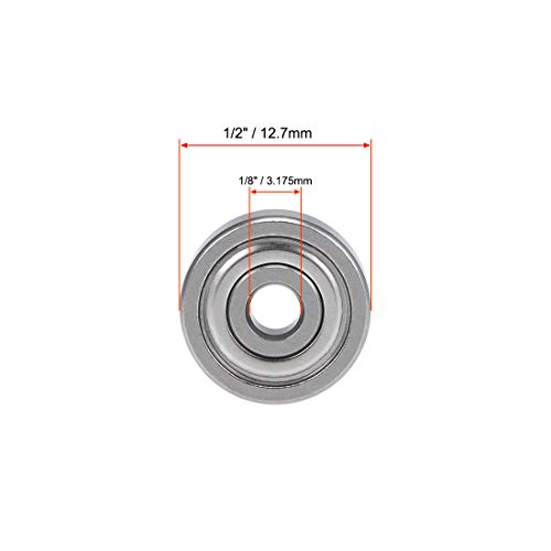 uxcell R2AZZ Deep Groove Ball Bearing 1/8-inchx1/2-inchx11/64-inch Shielded Z2 Lever Bearings 10pcs - size: 1/8"x1/2"x11/64"