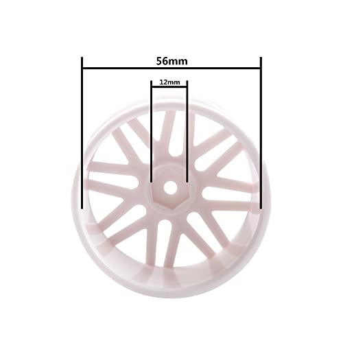16-Spoke OD 86mm/3.38'' 16-Spoke 12mm Hex Hub Wheel Rims & Rubber Tires Compatible with Redcat Tornado HPI HSP Kyosho Losi 1/10 Scale Off Road Buggy (White) - color: White