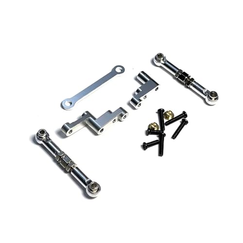 RC Car Accessories Compatible with MJX for Hyper for Go 16207 16208 16209 16210 H16 H16BM 1/16 RC Car Metal Parts Steering Tie Rod Assembly(Gray) - color: Gray