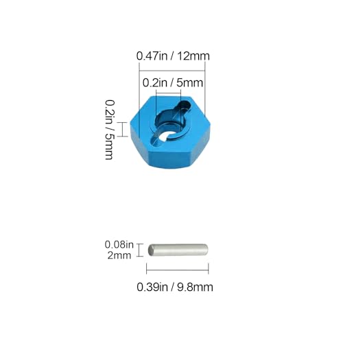 Hobbypark Aluminum Wheel Hex Hubs 12mm Drive Adapter with Pins 2x10 mm for RC Car Upgrade Replacement Parts (Pack of 4)