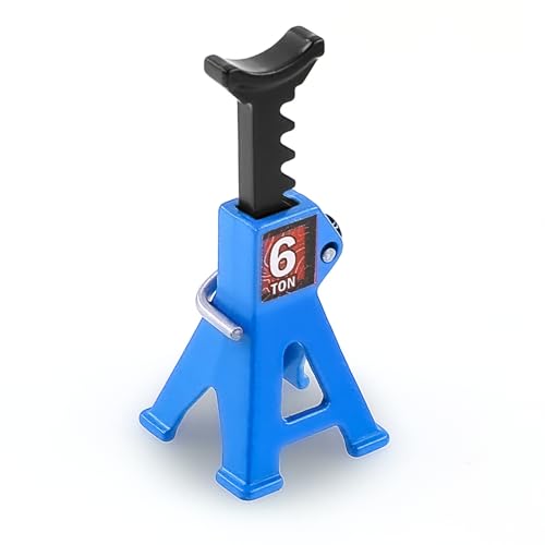 4pcs 1/24 RC Scale Metal Mini Toy Jack Stands for Simulation Compatible with 1/18 and 1/24 RC Crawler Cars SCX24, AX24, TRX4M, FCX24 (Blue) - color: Blue