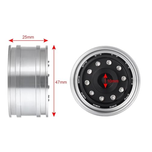 RC Car Assortment for Tamiya 1/14 RC Truck Trailer Cargo for Climbing Car Front Wheel Hub Aluminum Alloy 10 Spokes Rims(1PCS) - size: 1PCS