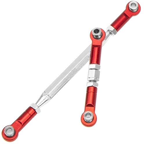 Metal Adjustable Turnbuckles Camber Links Pull Rod Steering Servo Linkages Tie Rod Compatible with MN Model MN D90 99S MN90 1/12 RC Crawler Car (Red) - color: Red